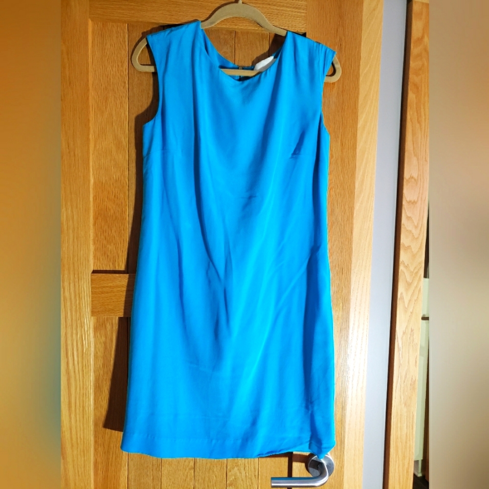 Cynthia Rowley blue silk trapeze dress